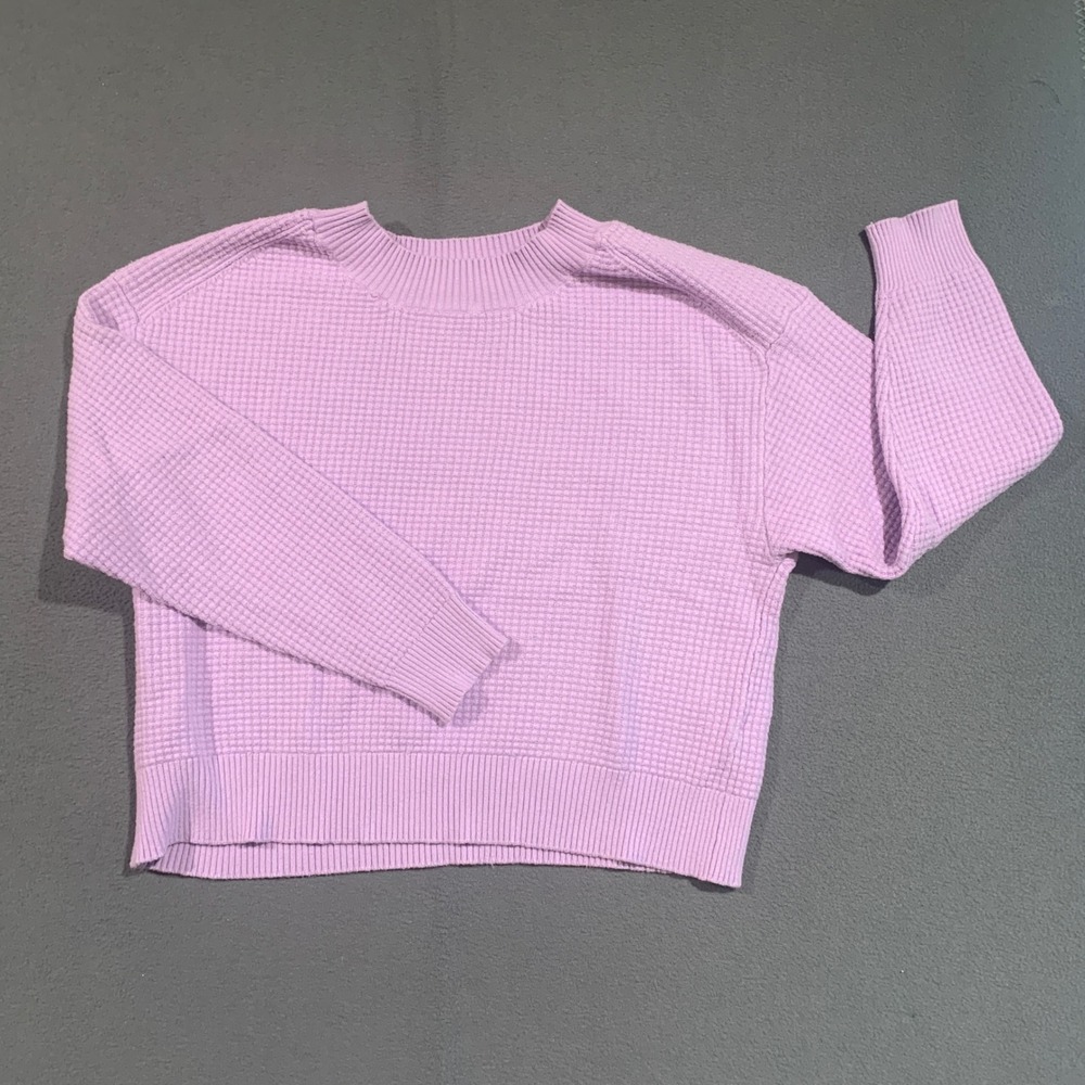 Joe Fresh Womens XL Purple Waffle Knit Pullover Sweater Lavender‎ Relaxed SOFT